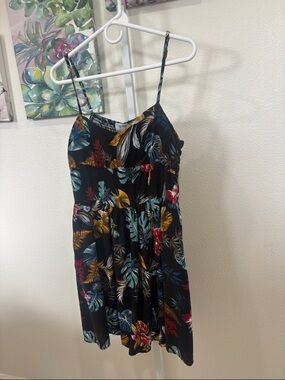 Pacific Vibes Black Tropical Floral Spaghetti Strap Dress